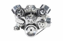 Eddie Motorsports - Eddie Motorsports BBC Accessory Drive S-Drive Plus 8 Rib with Alt, A/C and P/S (with attached billet reservoir) Polished MS107-13BP