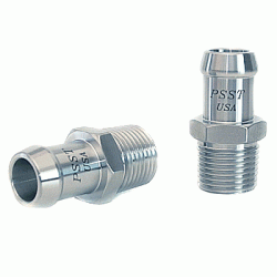 Performance Stainless Steel - Performance Stainless Steel 1001 Heater Hose Fitting, Hex, 1/2" pipe thread, 5/8" ID, 1-3/4" length