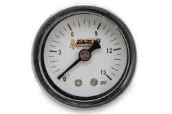Earl's Performance - Earl's Performance OIL FILLED 15 PSI FUEL PRESS. GAUGE 100189ERL