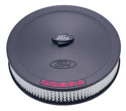 Proform - Proform Parts 302-372 - 13" Round Ford Cobra Air Cleaner - Black Crinkle with Red Emblems