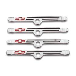 Proform - Proform Engine Valve Cover Holdown Clamps; Chrome With Red Bowtie Logo; SB Chevy; 4 Pcs 141-903