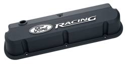 Proform - Proform Parts 302-135 - Ford Racing Slant Edge Valve Covers - Black Crinkle Die-Cast Aluminum with Raised Emblems