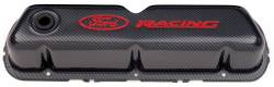 Proform - Proform Parts 302-008 - Ford Racing Stamped Steel Valve Covers - Carbon-Style with Red Emblems