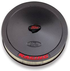 Proform - Proform Parts 302-354 - 13" Round Ford Racing Air Cleaner - Carbon-Style with Red Emblems