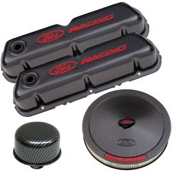 Proform - Proform Parts 302-520 - "Ford Racing" Engine Dress-Up Kit, Carbon Style with Red Emblems