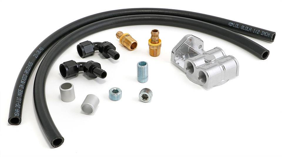TD1014 TransDapt Single Oil Filter Relocation Kit For LS Oil Pans