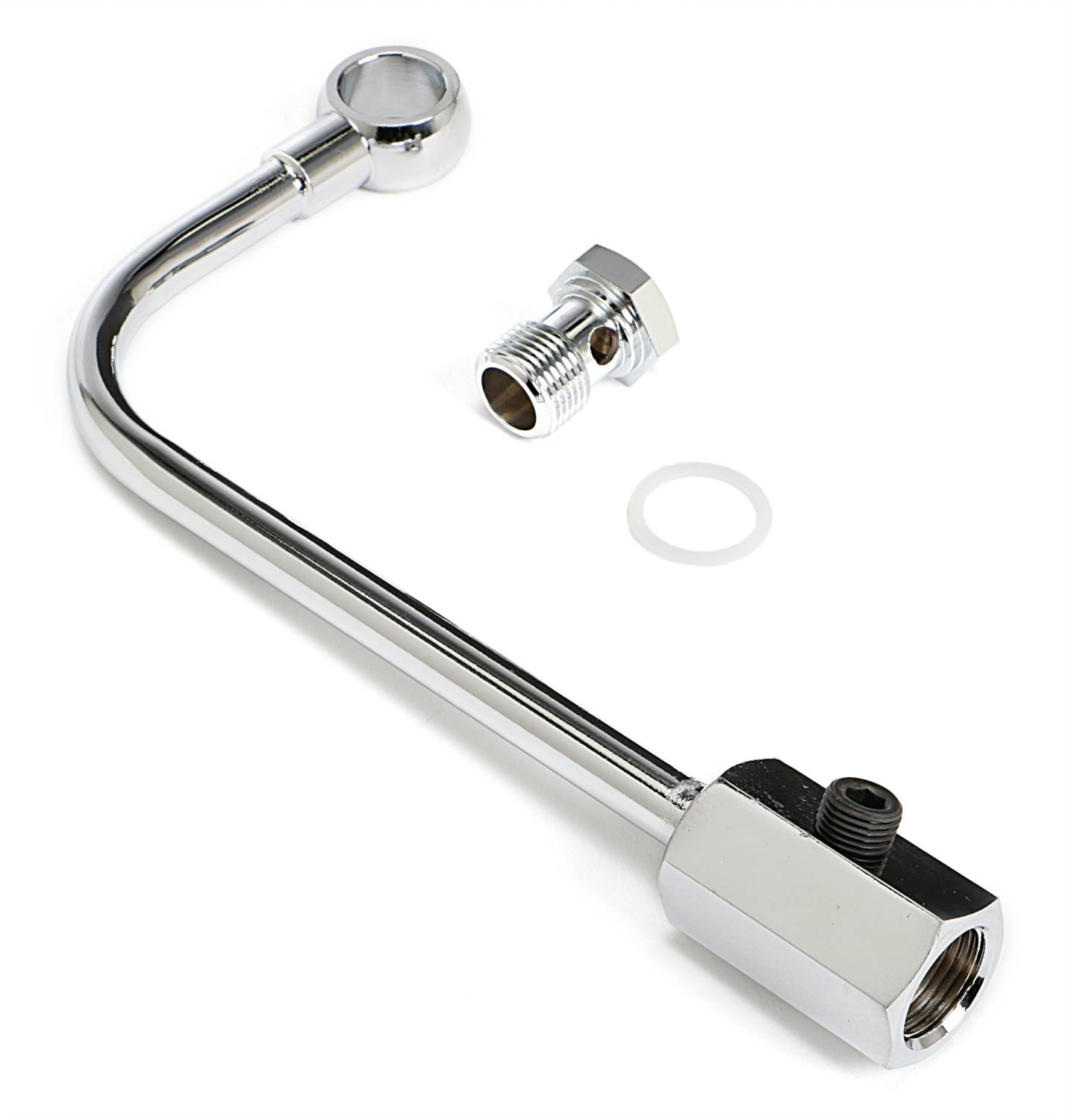 TD2157 Trans Dapt Chrome Fuel Line for Edelbrock and Carter