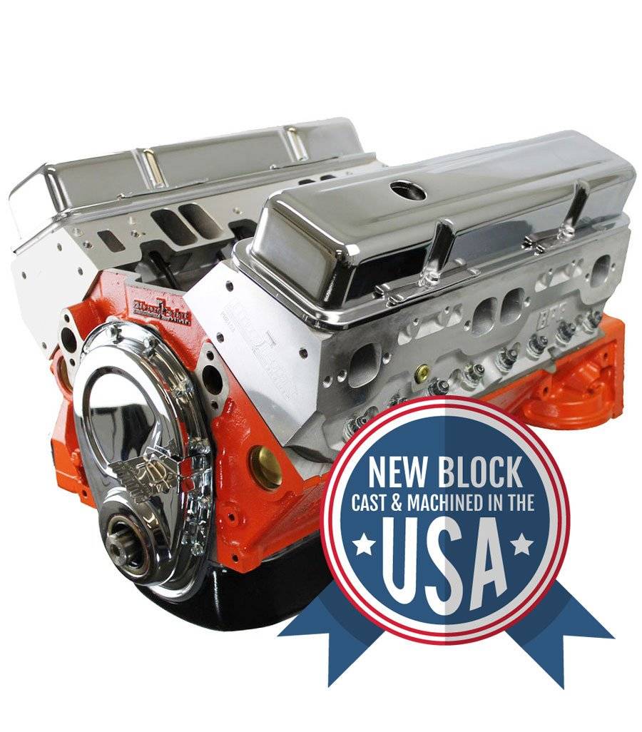 Small Block Crate Engine by BluePrint Engines 400CI 501 HP GM Style Longblock Aluminum Heads