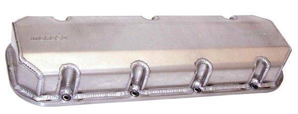 MOR68385 - Cast Aluminum Ribbed Valve Cover, Polished Finish, Moroso logo,  Tall, Crossover breather tube, includes hooded breathers & hose clamps, SBC  Moroso Performance