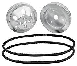 Allstar Performance - ALL31083 - SB Chevy 1:1 Ratio Pulley Kits, For Use without Power Steering, Includes Crank and Water Pump Pulleys and Belts