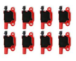 TSP - TSP-81015-8 - Performance Ignition Coil used on most LS3 and LSA Engines - LS Square Coil - Red/Black, 8 PACK