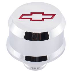 Proform - Proform Slant-Edge Aluminum Breather Cap; Recessed Red Bowtie Emblem; Push-In; Chrome 141-853