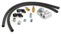 Trans-Dapt Performance  - TD1014 - Trans-Dapt Single Oil Filter Relocation Kit For LS Oil Pans with-10AN fittings; Horizontal Port Remote Base- Cast Aluminum