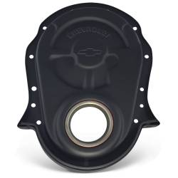 Proform - Proform Parts 141-219 - Engine Timing Chain Cover; Black Crinkle; Steel; Embossed Bowtie Logo; BB Chevy