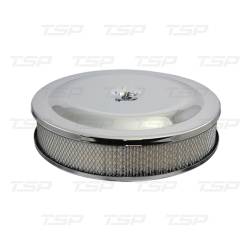 Top Street Performance - Top Street Performance 14 in Race Car Style Chrome Steel Air Cleaner Kit with Recessed Base SP4341