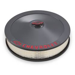 Proform - Proform Engine Air Cleaner Kit; 14 Inch Dia; Shark Gray; Chevy Red Emblems 141-882