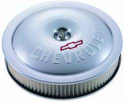 Clearance Items - Proform Parts 141-693 - Super Light 14" Classic Round Air Cleaner - Metallic Gray Aluminum with Bowtie and Chevrolet Logo (800-141693)