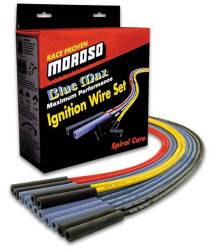 Clearance Items - MOR73233 - Blue Max Spiral Core Universal Fit Wire Set, Black Wire, Unsleeved, HEI & Non-HEI, 135 Deg. Boots, 8 Cylinder Engines (800-MOR73233)