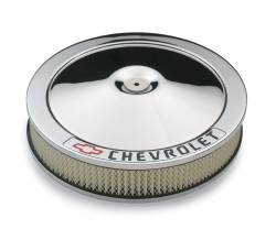 Proform Parts - Proform Parts 141-906 - 14" Classic Round Chrome Air Cleaner with Chevrolet And Bow Tie Emblem - SBC