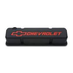 Proform - Proform Valve Covers; Slant-Edge Tall; Die Cast; Black W/Recessed Bowtie Logo; SB Chevy 141-928