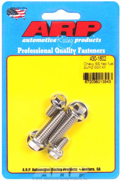 ARP - ARP4301602 - ARP Fuel Pump Bolt Kit- Chevy- Stainless Steel- 6 Point Head