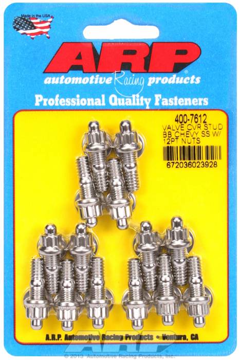 ARP - ARP4007612 - ARP Valve Cover Stud  Kit - For Cast Stamped Steel Covers- 1/4"-20 X 1.170" - Stainless Steel - 12 Point Head-Qty.-14