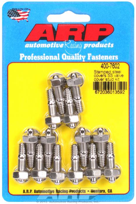 ARP - ARP4007602 - ARP Valve Cover Stud  Kit - For Cast Stamped Steel Covers- 1/4"-20 X 1.170" - Stainless Steel - 6 Point Head-Qty.-14