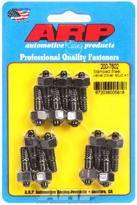 ARP - ARP2007602 - ARP Valve Cover Stud  Kit - For Cast Stamped Steel Covers- 1/4"-20 X 1.170" - Black Oxide - 6 Point Head-Qty.-14