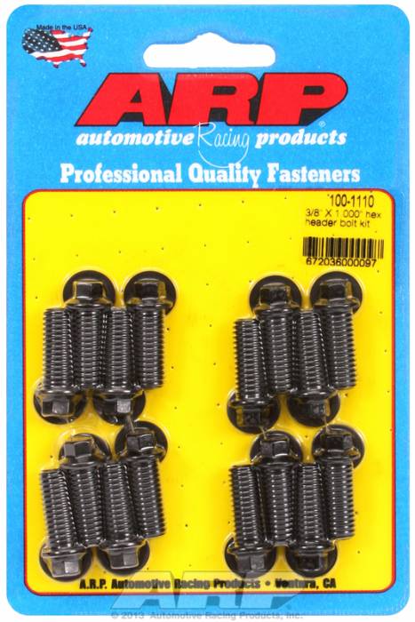 ARP - ARP1001110 - ARP Header Bolt Kit- Universal Application - 3/8"X 1.000"- Black Oxide- 6 Point Nuts-Qty.-12