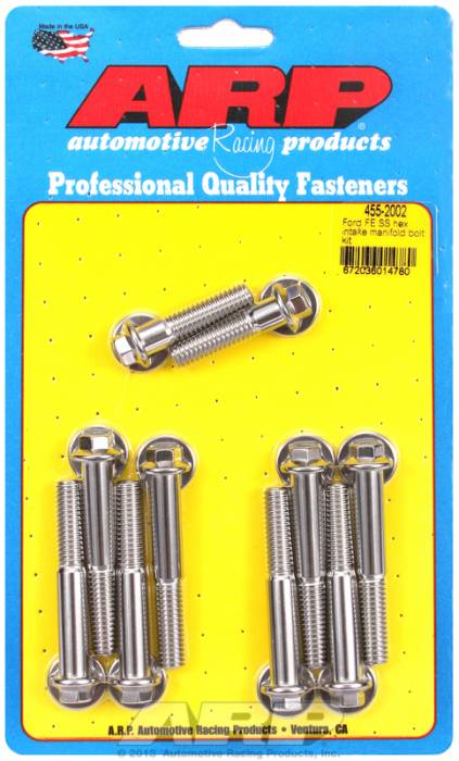 ARP - ARP4552002 - ARP Intake Manifold Bolt Kit- Ford -390-428-"Fe" Series- Stainless Steel- 6 Point Head