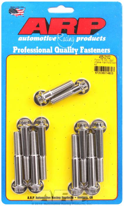 ARP - ARP4552102 - ARP Intake Manifold Bolt Kit- Ford -390-428-"Fe" Series-Stainless Steel- 12 Point Head