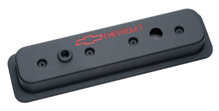 Chevrolet Performance Parts - 12497979 - Aluminum Black Crinkle Valve Covers, Small Block Chevy, Center Bolt Design