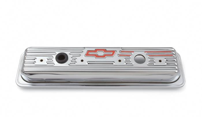 Clearance Items - PAC-141107 - Pace Take-Off Stamped Steel Valve Cover - 87-current SBC, Chrome, Short with Baffle