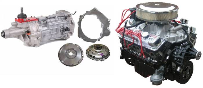 PACE Performance - SBC 350CID 355HP Chrome Finish Turnkey EFI Engine with T56 6 Speed Transmission Package GMP-T56350HO-1F