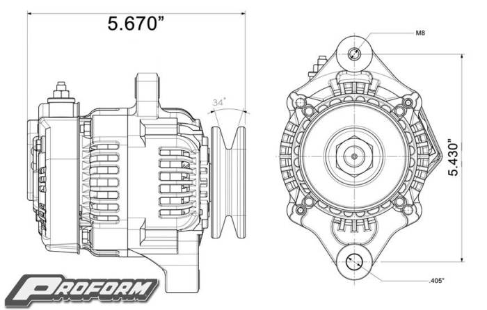 Proform - Proform Parts 66433 - 1-Wire Mini Alternator, 50 AMP, Polished
