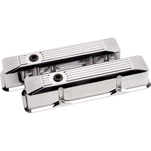Billet Specialties - BSP95620 - Billet Specialties Aluminum Valve Covers, Sbc, Polished Ribbed, Tall Style