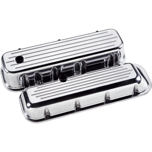 Billet Specialties - BSP96120 - Billet Specialties Aluminum Valve Covers, Polished, Bbc, Ball Milled, Tall Style