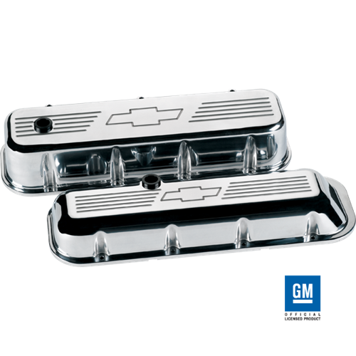 Billet Specialties - BSP96121 - Billet Specialties Aluminum Valve Covers, Bbc, Polished With Bowtie Logo, Tall Style