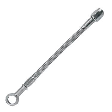 Fragola - FRA331018 - Fragola P.T.F.E. Braided Stainless Steel Hose Assembly with Clear Covering , - 3,  Straight x 3/8 Banjo, 18" Length