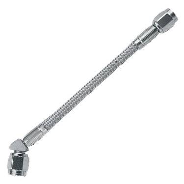 Fragola - FRA341010 - Fragola P.T.F.E. Braided Stainless Steel Hose Assembly with Clear Covering , - 3,  Straight x 45 Degree, 10" Length