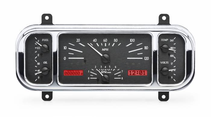 Dakota Digital - Dakota Digital VHX-37C-K-R - 1937-38 Chevy Car VHX System, Black Alloy Style Face, Red Display