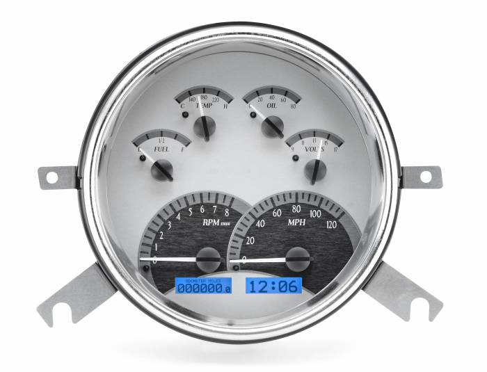 Dakota Digital - Dakota Digital VHX-49C-S-B - 1949-50 Chevy Car VHX System, Silver Alloy Style Face, Blue Display