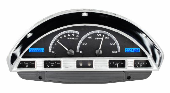 Dakota Digital - Dakota Digital VHX-56F-PU-K-B - 1956 Ford F100 VHX System, Black Alloy Style Face, Blue Display