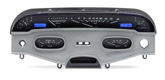 Dakota Digital - Dakota Digital VHX-58C-IMP-K-B - 1958 Chevy Impala VHX System, Black Alloy Style Face, Blue Display