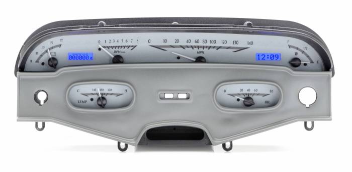Dakota Digital - Dakota Digital VHX-58C-IMP-S-B - 1958 Chevy Impala VHX System, Silver Alloy Style Face, Blue Display