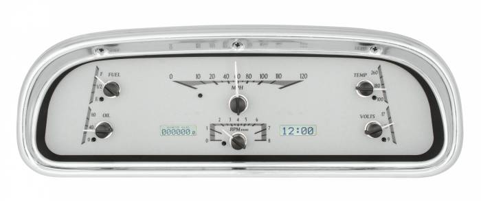 Dakota Digital - Dakota Digital VHX-60F-FAL-S-W - 1960-63 Ford Falcon VHX System, Silver Alloy Style Face, White Display
