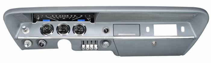 Dakota Digital - Dakota Digital VHX-61C-IMP-K-B - 1961-62 Chevy Impala VHX System, Black Alloy Style Face, Blue Display