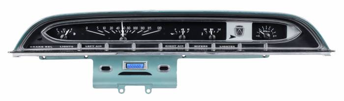 Dakota Digital - Dakota Digital VHX-61F-GAL-K-B - 1961 Ford Galaxie VHX System, Black Alloy Style Face, Blue Display