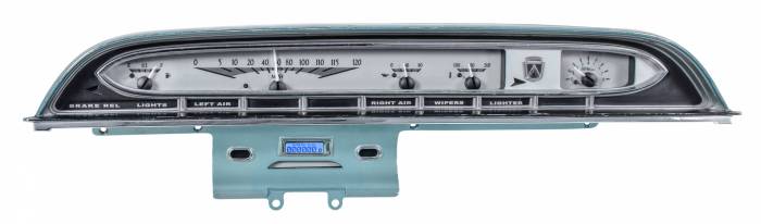Dakota Digital - Dakota Digital VHX-61F-GAL-S-B - 1961 Ford Galaxie VHX System, Silver Alloy Style Face, Blue Display