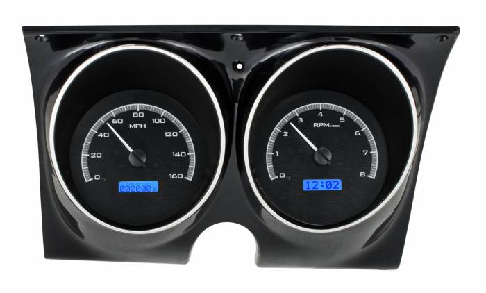 Dakota Digital - Dakota Digital VHX-67C-CAC-K-B - 1967 Chevy Camaro w/ Console Gauges VHX System, Black Alloy Style Face, Blue Display